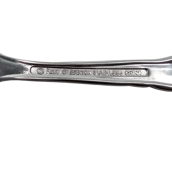 3 Reed Barton Flora Soup Spoon 7" oval stainless embossed flowers chintz raised - Picture 7 of 10